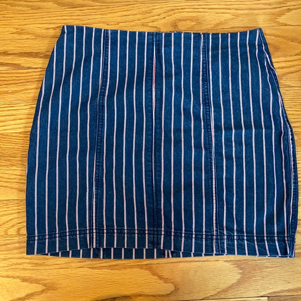 Altar’d State Stripe Blue Denim Mini Skirt